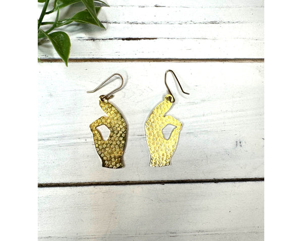 Vintage Gold Tone Enameled Flowers OK Hand Design