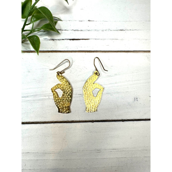 Vintage Gold Tone Enameled Flowers OK Hand Design