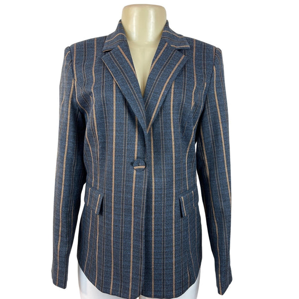 Modful Women's Blue Striped One Button Notched Lapel Blazer Sz XS - NWT