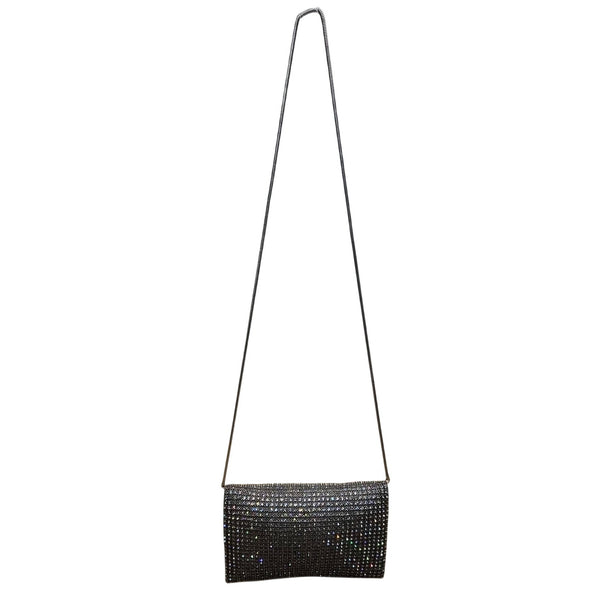 Unbranded Women’s Silver Rhinestone Magnetic Closure Evening Crossbody Bag Sz S