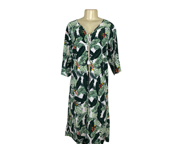 Rachel Zoe Women's Tropical Leaf Print Kimono, Swim Cover Up Size OS