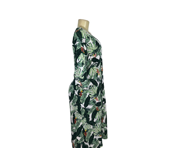 Rachel Zoe Women's Tropical Leaf Print Kimono, Swim Cover Up Size OS