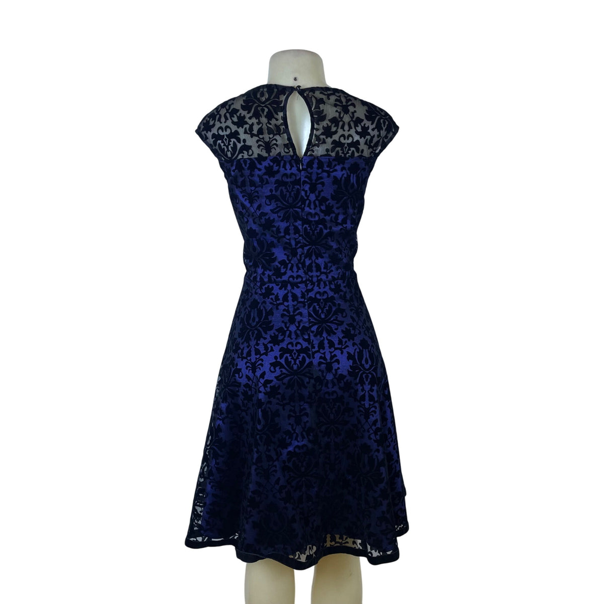 Belle Poque Womens Blue & Black Spandex Polyamide Lace Cocktail Dress Size XL
