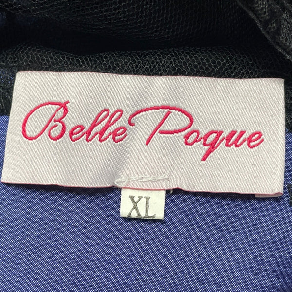 Belle Poque Womens Blue & Black Spandex Polyamide Lace Cocktail Dress Size XL