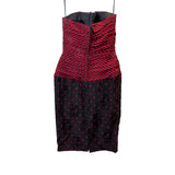 Vintage A.J. Bari Strapless Red & Black Striped Polka Dot Dress Szize 4