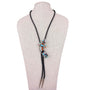 Zuni Multicolor Inlay Silver Tone Bolo Tie Turquoise Coral Handmade Necklace