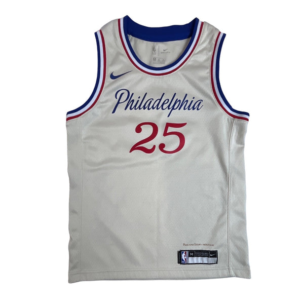 Vintage Nike NBA Men's Beige Dri Fit Philadelphia Simmons 25 Jersey Sz M