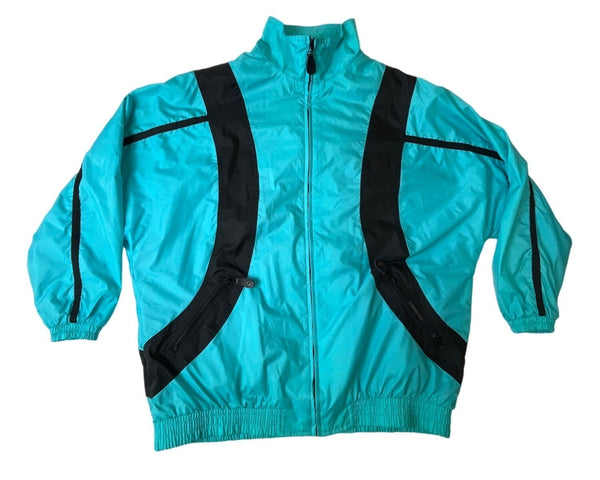 Vintage 80s Roamans Women's Blue And Black Zip Up Jacket Sz M