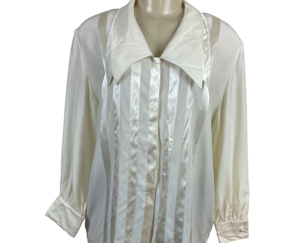 Vintage Starington Saks Fifth Avenue Women’s Cream Satin Blouse Sz 16