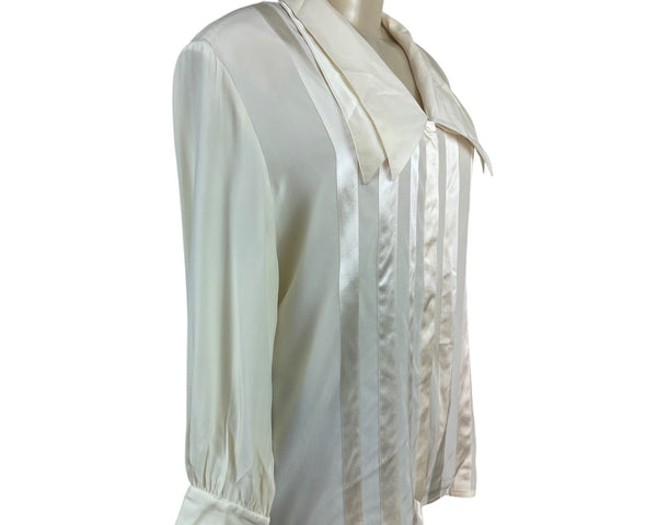 Vintage Starington Saks Fifth Avenue Women’s Cream Satin Blouse Sz 16