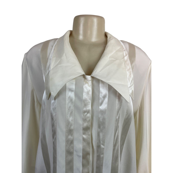 Vintage Starington Saks Fifth Avenue Women’s Cream Satin Blouse Sz 16