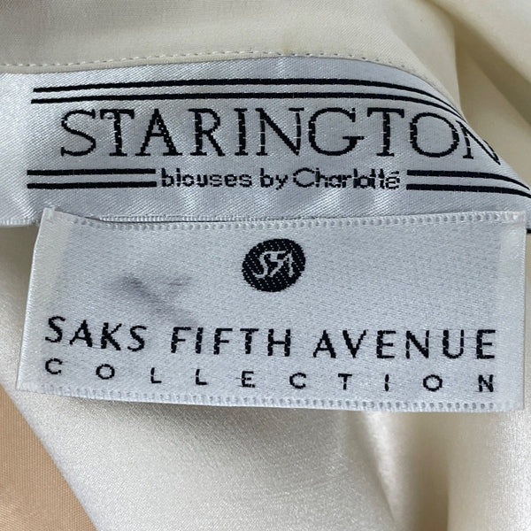 Vintage Starington Saks Fifth Avenue Women’s Cream Satin Blouse Sz 16