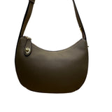Zooler Women’s Olive Leather Gold Detail Zipper Closure Shoulder Bag Size M