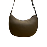 Zooler Women’s Olive Leather Gold Detail Zipper Closure Shoulder Bag Size M
