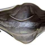 Zooler Women’s Olive Leather Gold Detail Zipper Closure Shoulder Bag Size M