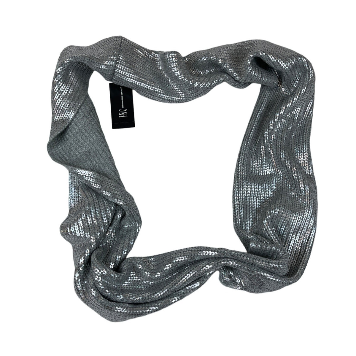 I.N.C One Size Silver Sequin Metallic Scarf New