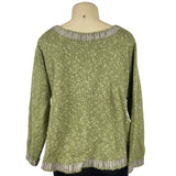 Hot Knots Green Knitted Cardigan With Gingham Accents & Large Buttons