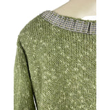 Hot Knots Green Knitted Cardigan With Gingham Accents & Large Buttons