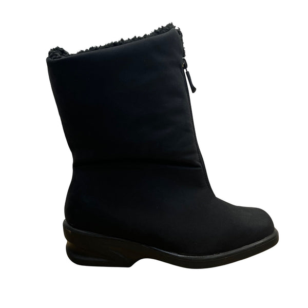 Toe Warmers Women’s Black Faux Fur Insulated Zip Front Winter Boots Size 7.5