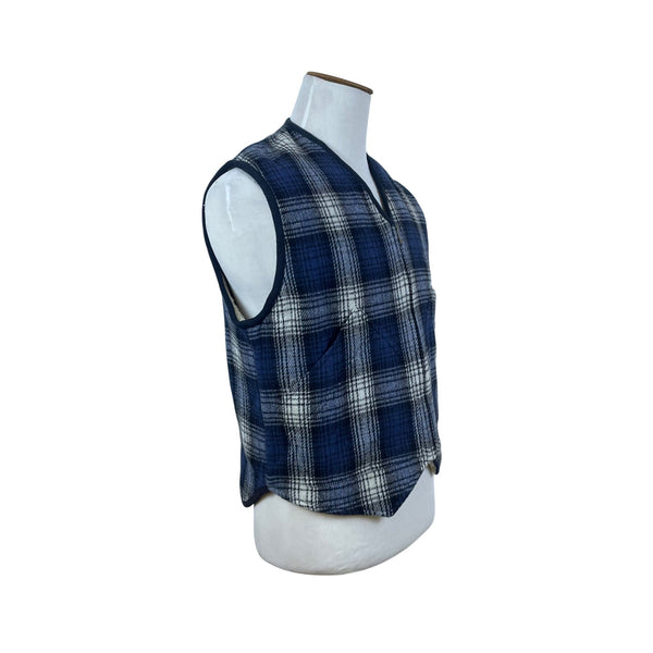 Vintage Britches Great Outdoors Men's Blue Plaid Sleeveless Vest Warm Casual