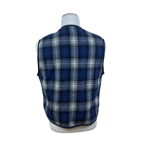 Vintage Britches Great Outdoors Men's Blue Plaid Sleeveless Vest Warm Casual