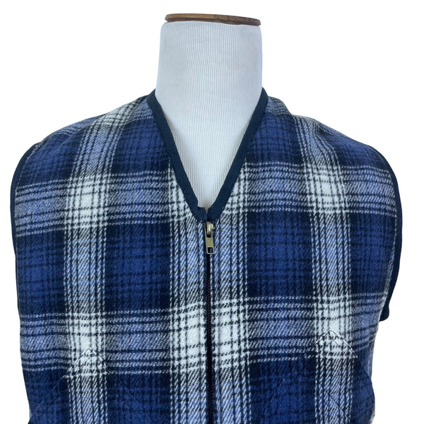 Vintage Britches Great Outdoors Men's Blue Plaid Sleeveless Vest Warm Casual