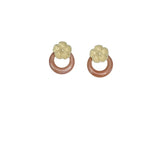 Vintage Marbled Look Womens Pink/Yellow Resin Floral Doorknocker Earrings