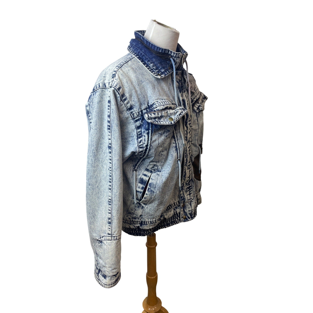 Vintage John Weitz Men's Blue Acid Wash Retro 90's Denim Jacket Sz L