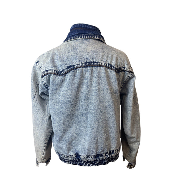 Vintage John Weitz Men's Blue Acid Wash Retro 90's Denim Jacket Sz L