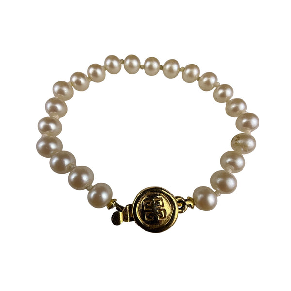 Givenchy Womens Gold Tone & Faux Pearl Bracelet Elegant Classic Design