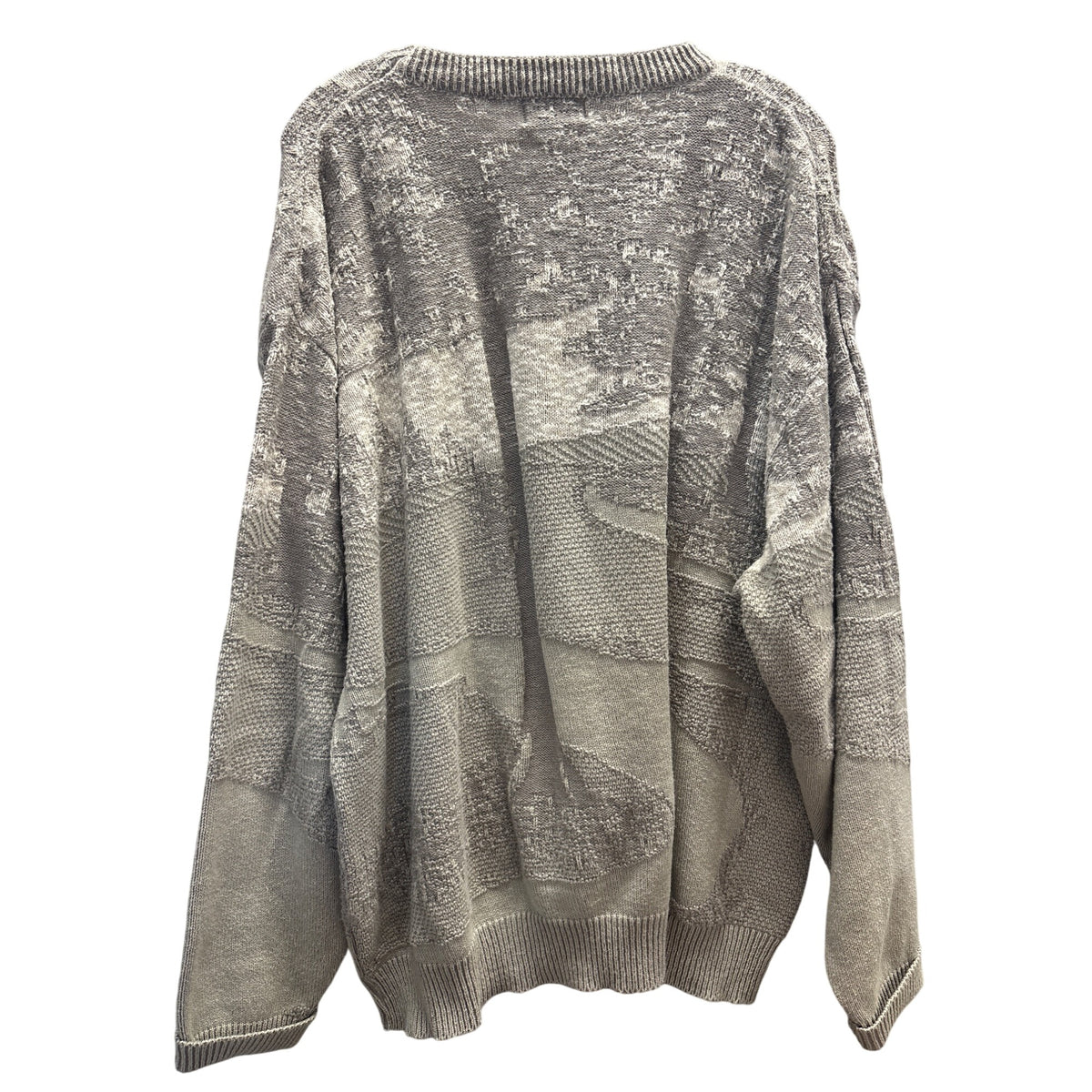Winona Mens Gray Knit Pullover Sweater XXL Cotton Blend Embroidered Scenic Design