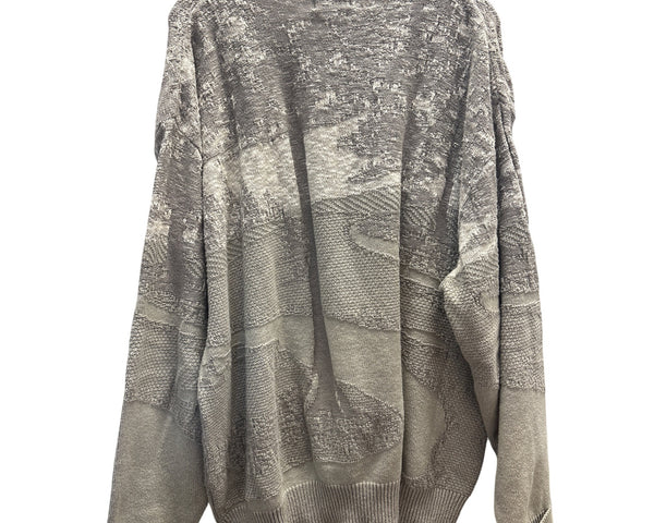 Winona Mens Gray Knit Pullover Sweater XXL Cotton Blend Embroidered Scenic Design