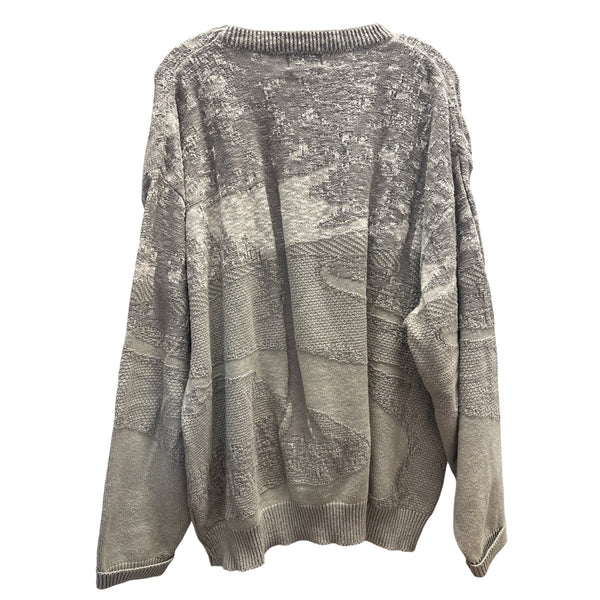 Winona Mens Gray Knit Pullover Sweater XXL Cotton Blend Embroidered Scenic Design