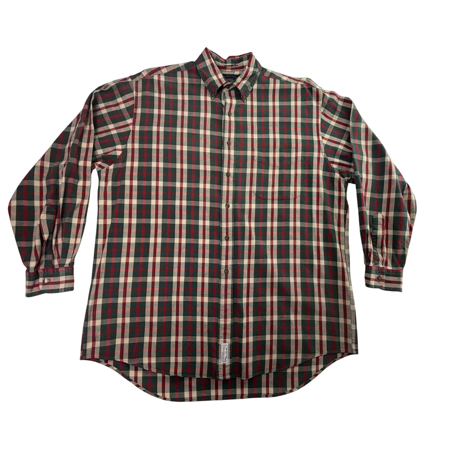 abercrombie and fitch dress shirts Abercrombie & Fitch Co. Men’s Red/Green Plaid Button-Up Long Sleeve Shirt Size M