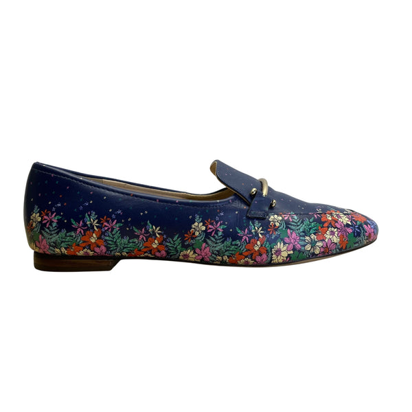 Talbots Women’s Blue Floral Print Genuine Leather Slip-On Loafers Shoes Size 8M