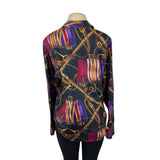 VTG Lauren Ralph Collared Long Sleeve Shirt With Colorful Saddle Print Sz XL