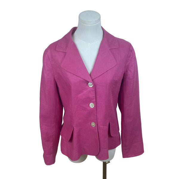 Coldwater Creek Womens Pink Linen-Blend Blazer Chic Button-Up Jacket Size 10