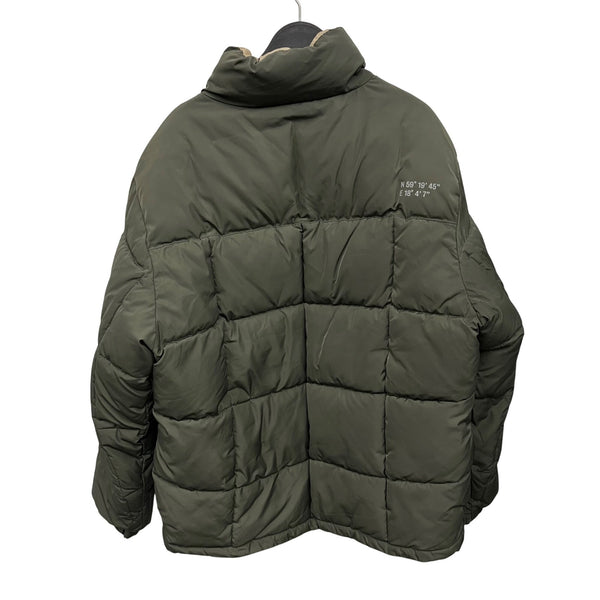 H&M Divided Mens Green Tan Puffer Jacket Polyester Lightweight XL Winter Coat