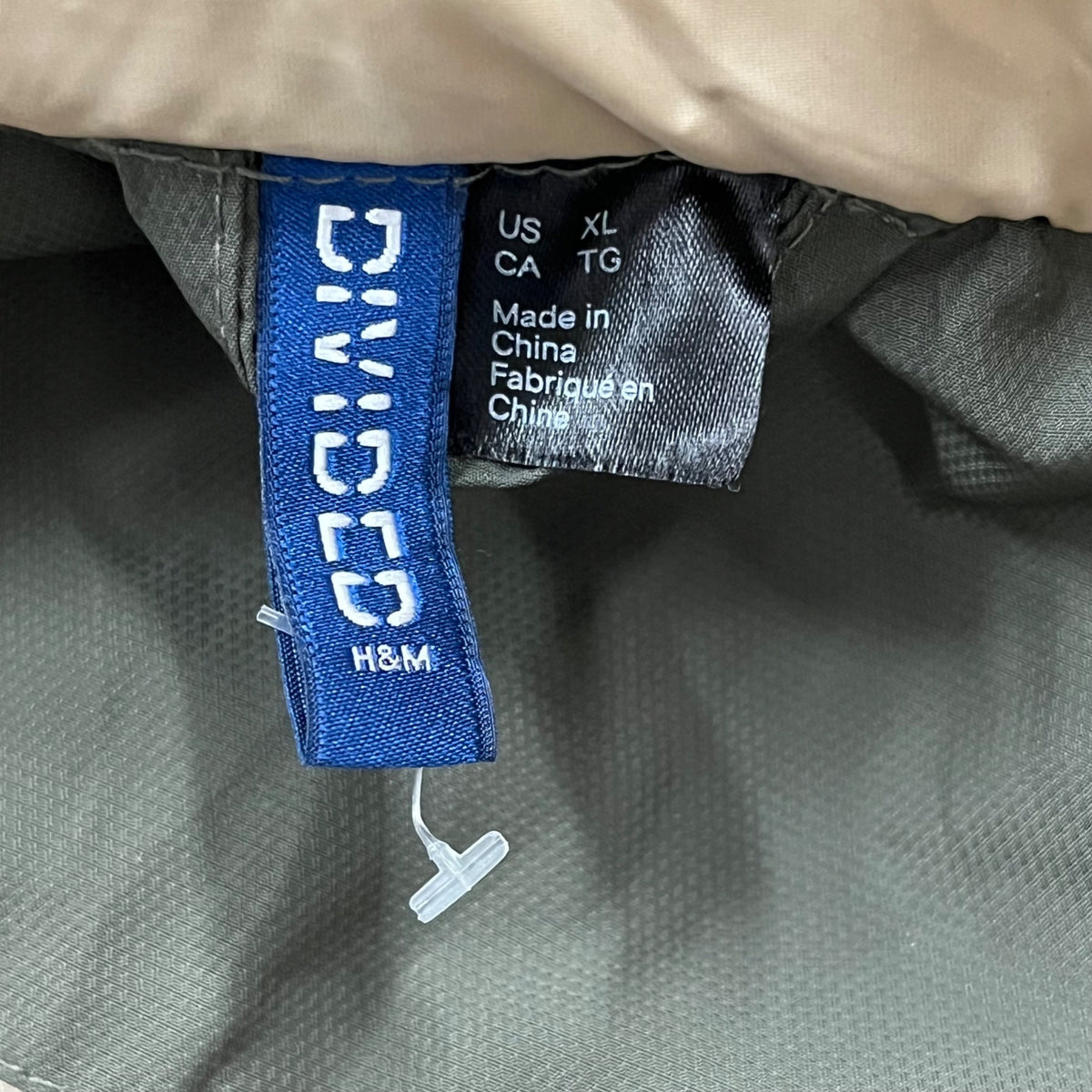 H&M Divided Mens Green Tan Puffer Jacket Polyester Lightweight XL Winter Coat