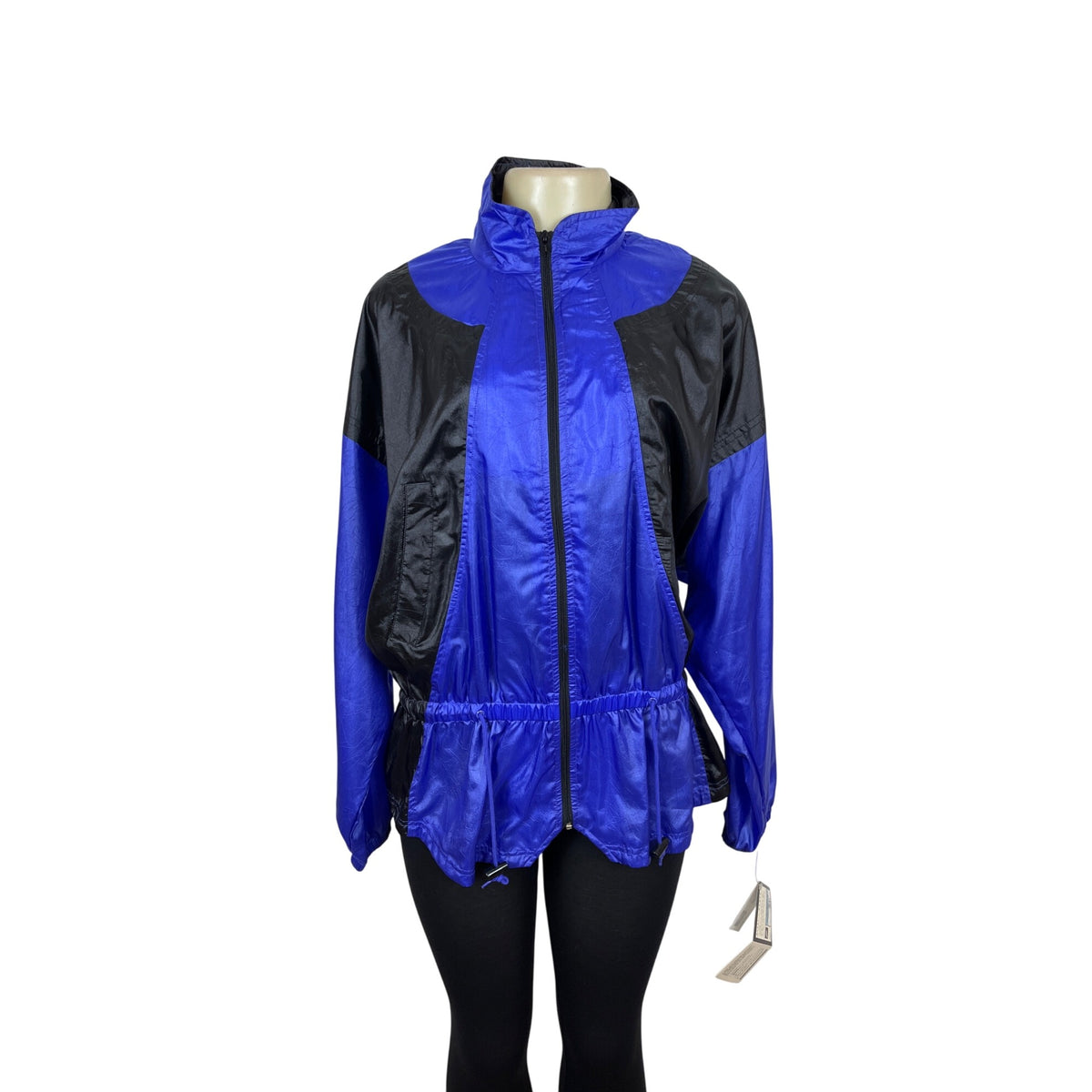 Vintage Nike Womens Track Jacket Blue & Black with Swirl Design Size M- New