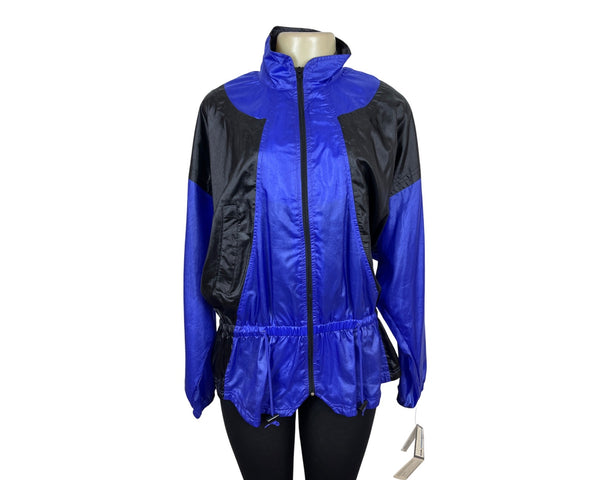 Vintage Nike Womens Track Jacket Blue & Black with Swirl Design Size M- New