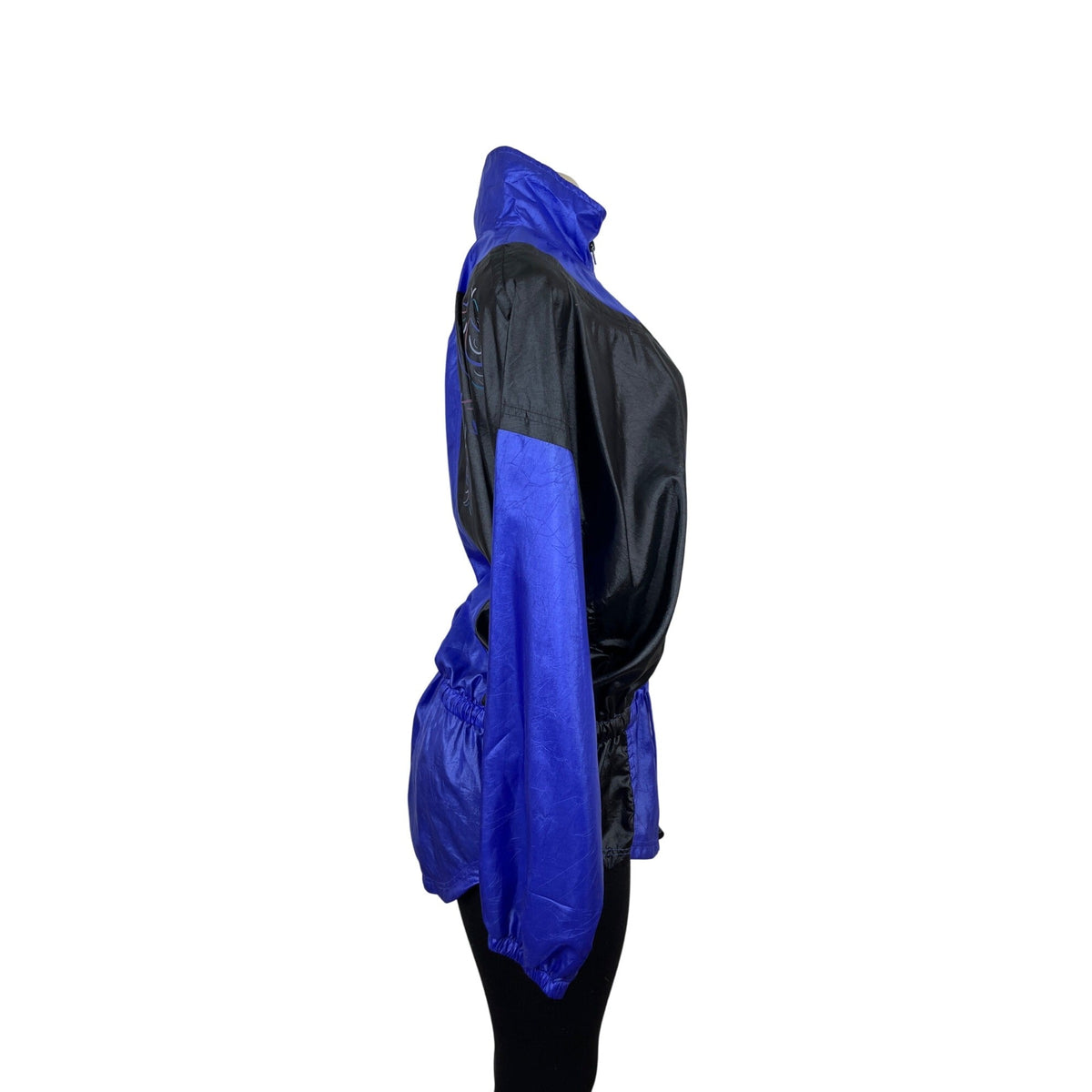 Vintage Nike Womens Track Jacket Blue & Black with Swirl Design Size M- New