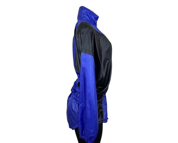 Vintage Nike Womens Track Jacket Blue & Black with Swirl Design Size M- New