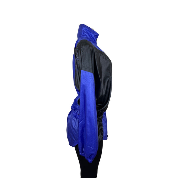 Vintage Nike Womens Track Jacket Blue & Black with Swirl Design Size M- New