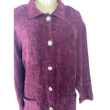Vintage Jessica Howard Burgundy Button-Up Chenille Jacket With Front Pockets
