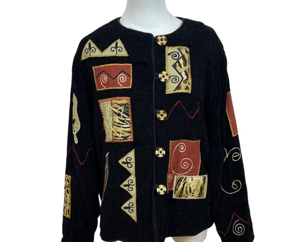 Julia Kin Women's Black Patchwork Jacket Size L
