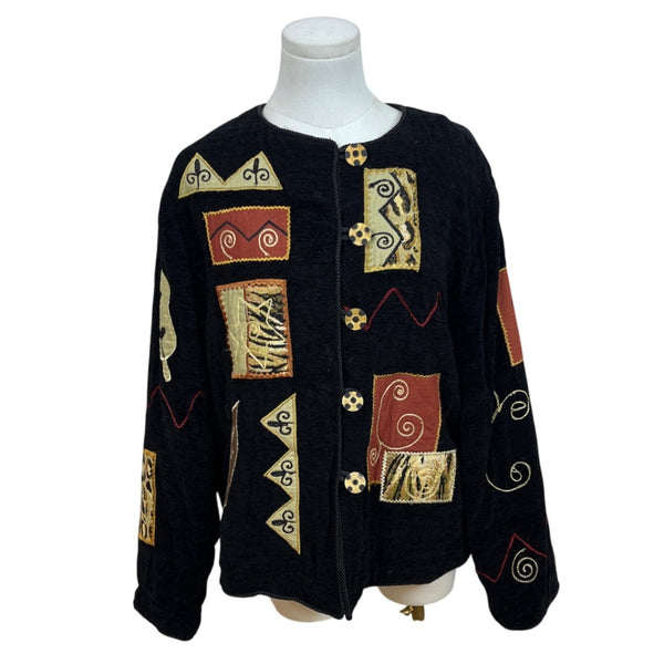 Julia Kin Women's Black Patchwork Jacket Size L