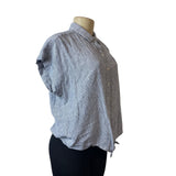 Weatherproof Vintage Blue & White Striped Cap Sleeve Button-Up Womens Shirt Sz M