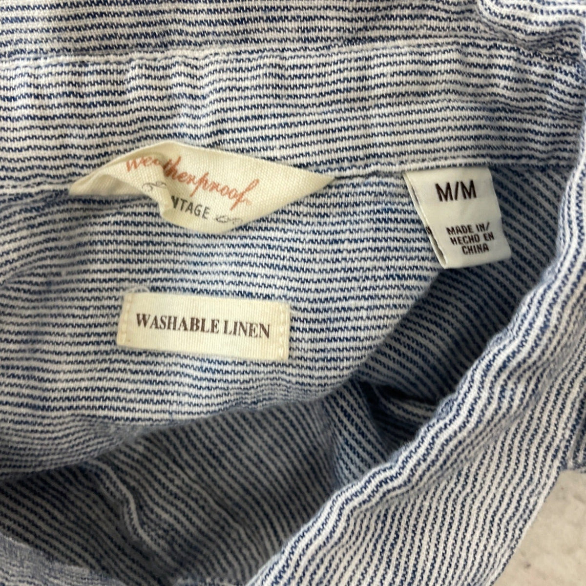 Weatherproof Vintage Blue & White Striped Cap Sleeve Button-Up Womens Shirt Sz M