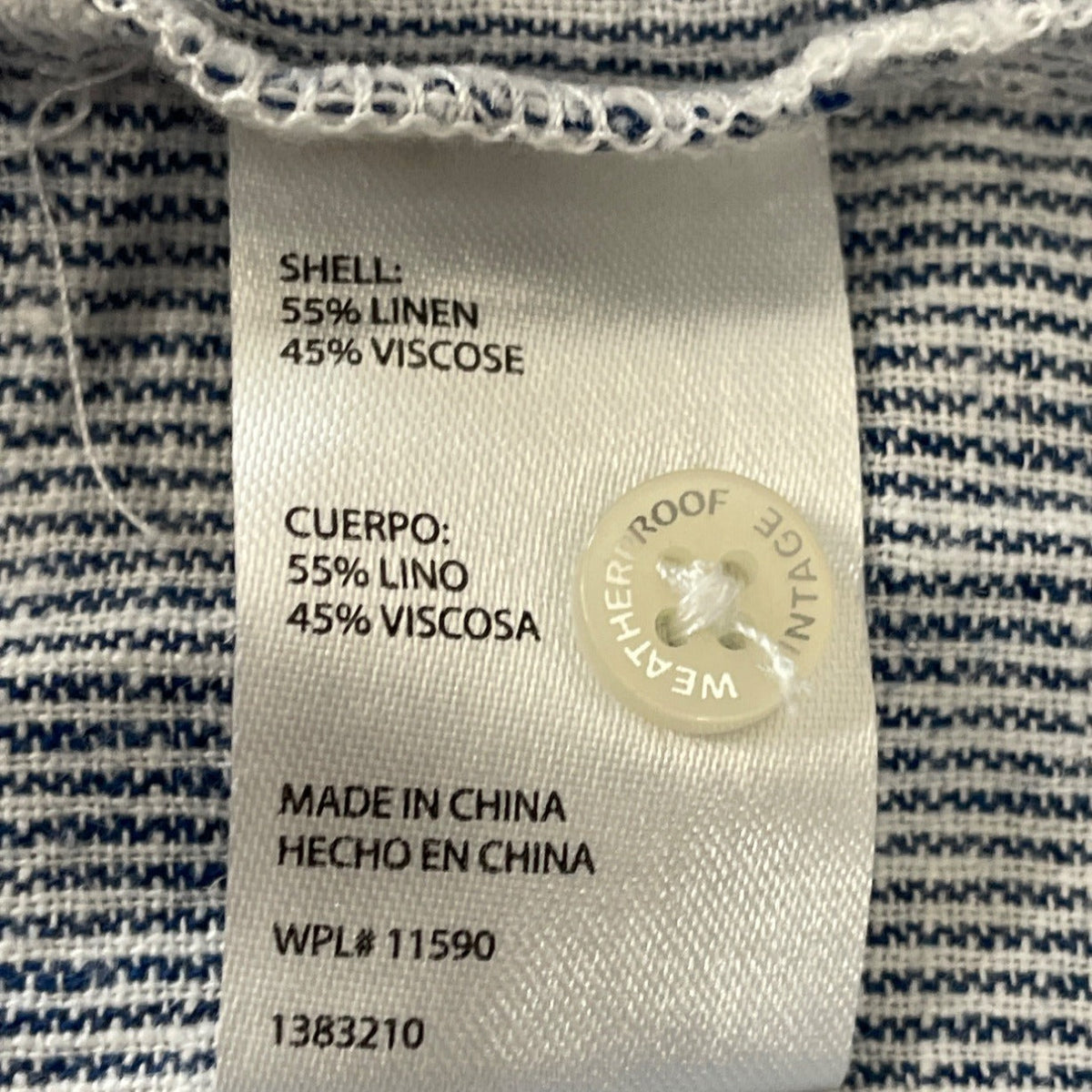 Weatherproof Vintage Blue & White Striped Cap Sleeve Button-Up Womens Shirt Sz M